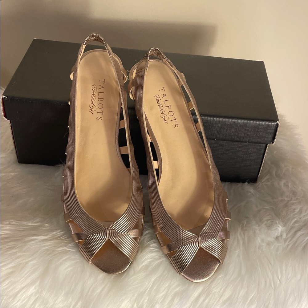Talbots Women's Metallic Slingback Heels Pewter